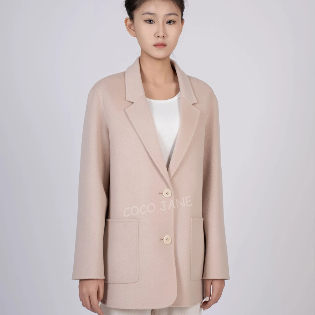 【现货款】双面呢毛呢西装领工装通勤春款秋冬款短大衣外套短款休闲