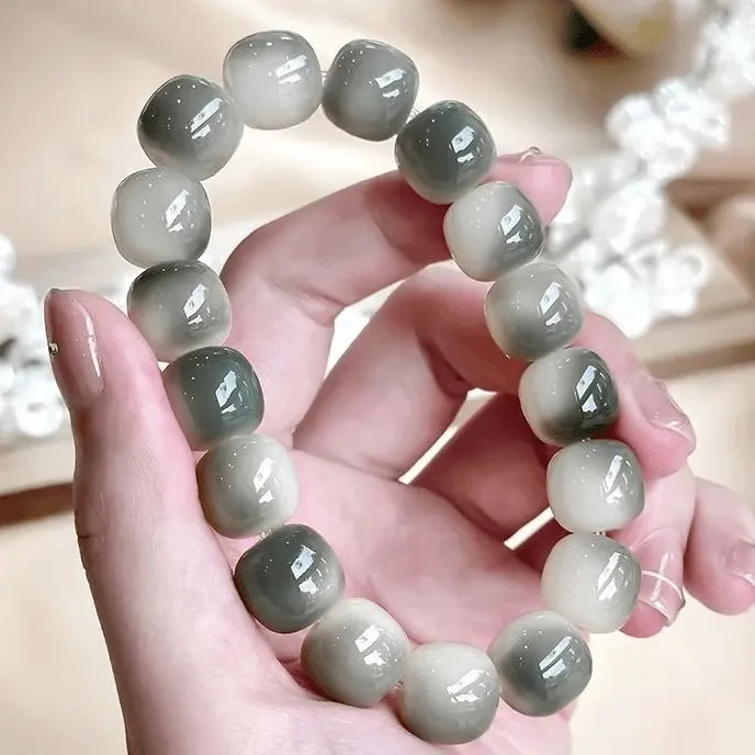 原生态烟灰色菩提珠手串天然菩提手串盘玩菩提子渐变菩提根手串