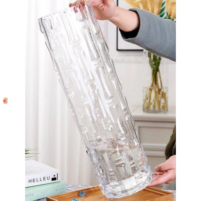 特大号落地大花瓶摆件客厅水晶玻璃花瓶家用转运竹富贵竹花瓶