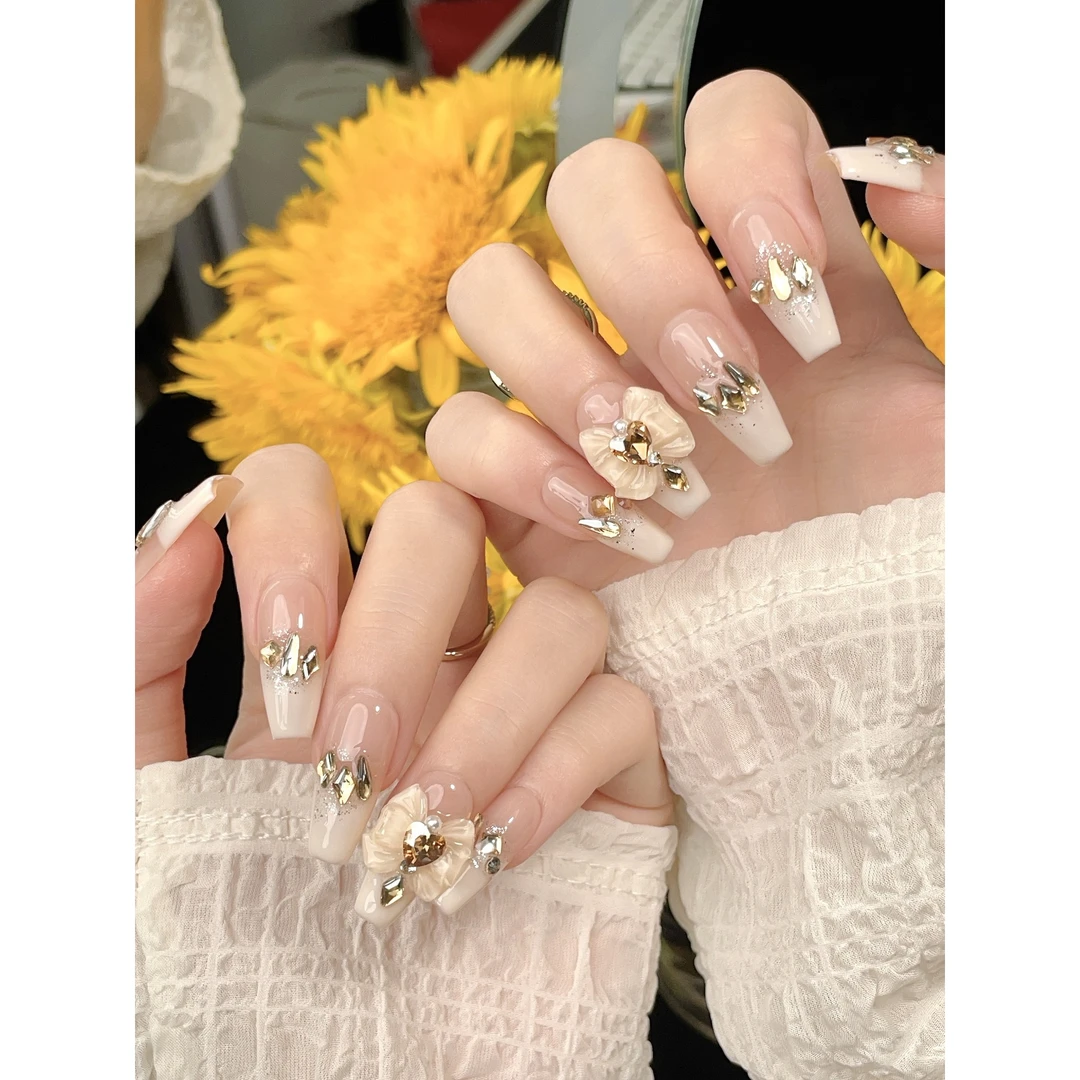 NAIYOUZHU【秋晚意】纯手工穿戴甲网红美甲贴片纯欲风显白蝴蝶结