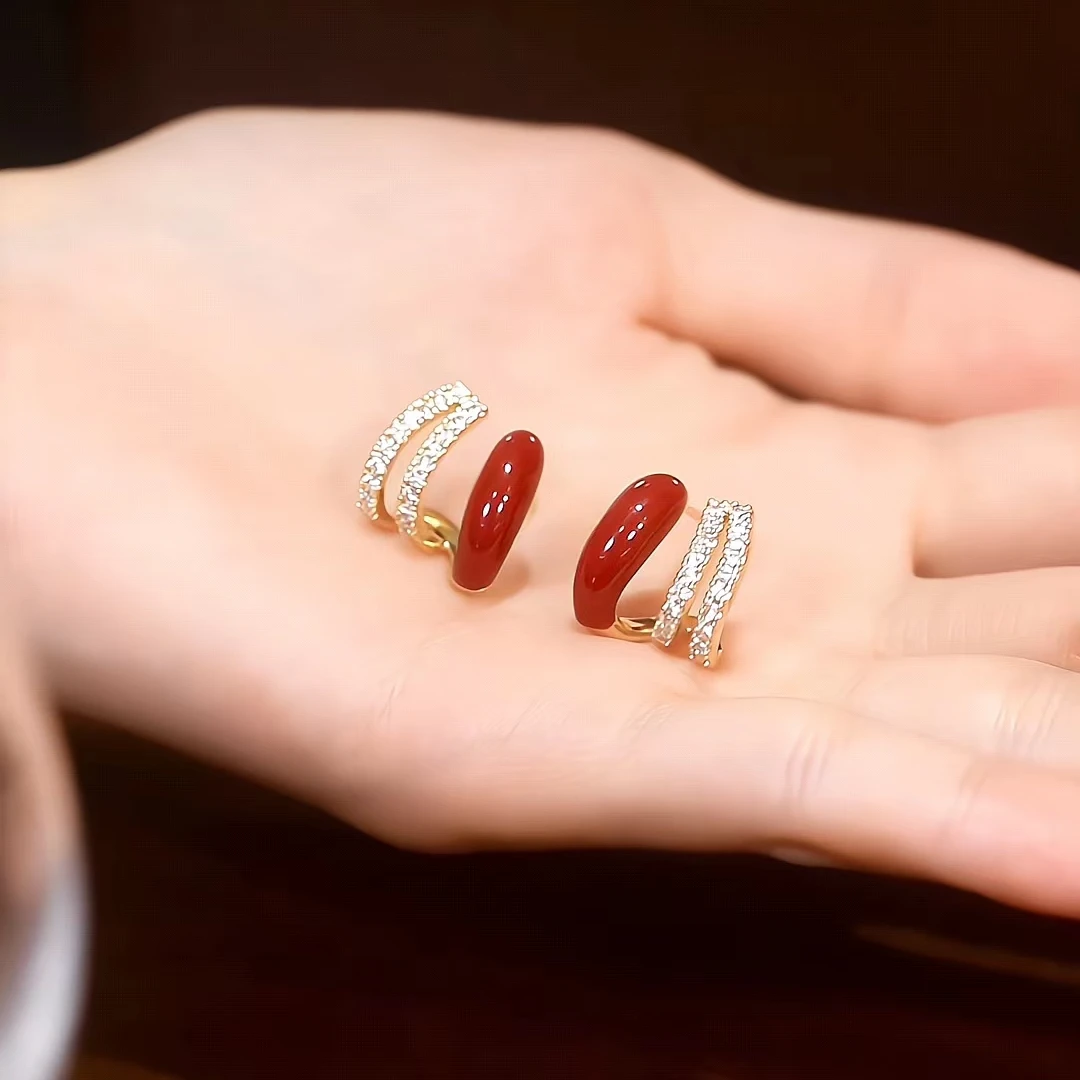 铜合金耳饰 平替好物小众闪锆滴油耳钉简约时尚大气精致微镶耳饰i