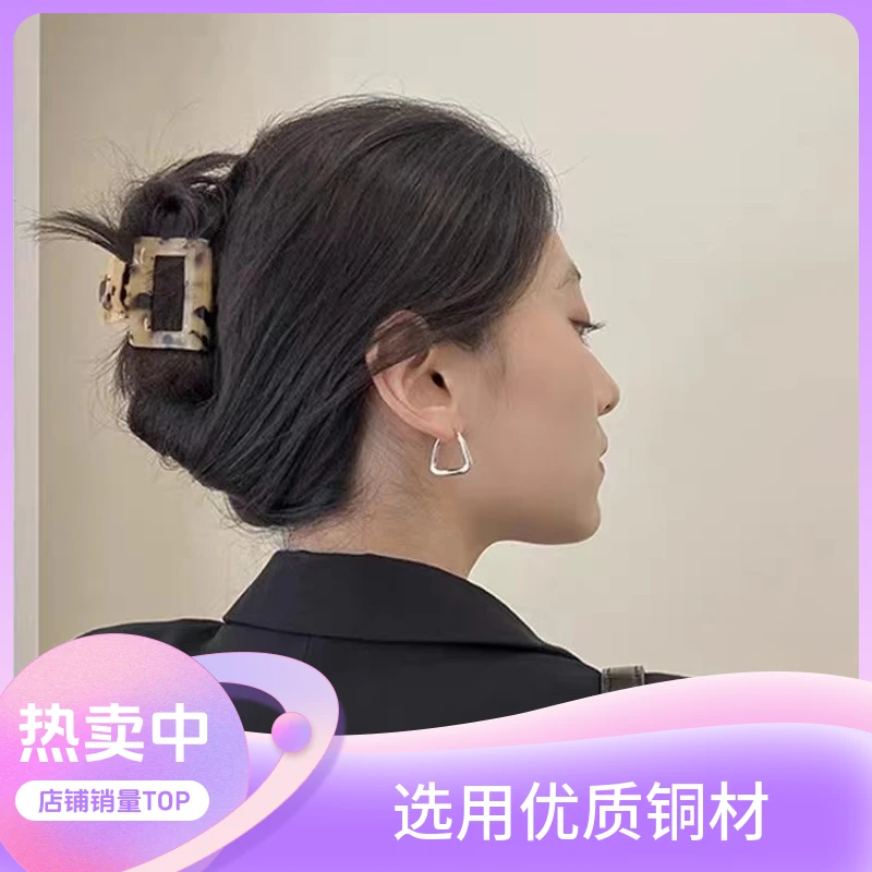 铜合金耳饰 金属风个性韩版高级时尚简约气质光面极简素款耳环ins