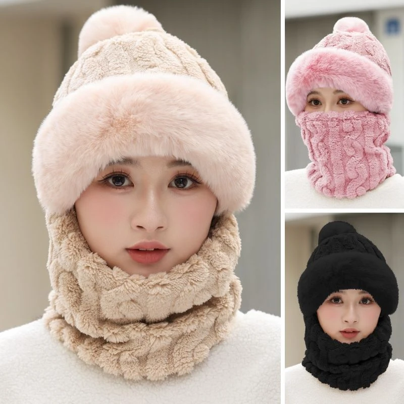 帽子冬季女面罩围脖帽护耳帽韩版加绒加厚保暖护颈骑行防风一体帽