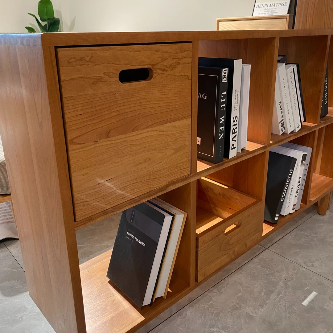 实木樱桃木桌面收纳筐家用杂物收纳盒化妆品手提整理大容量储物盒