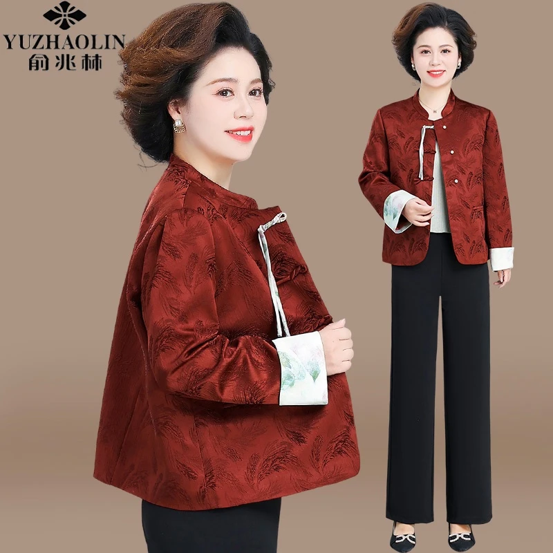 中国风女装喜婆婆婚宴装2024新款妈妈秋装外套中老年春秋唐装上衣