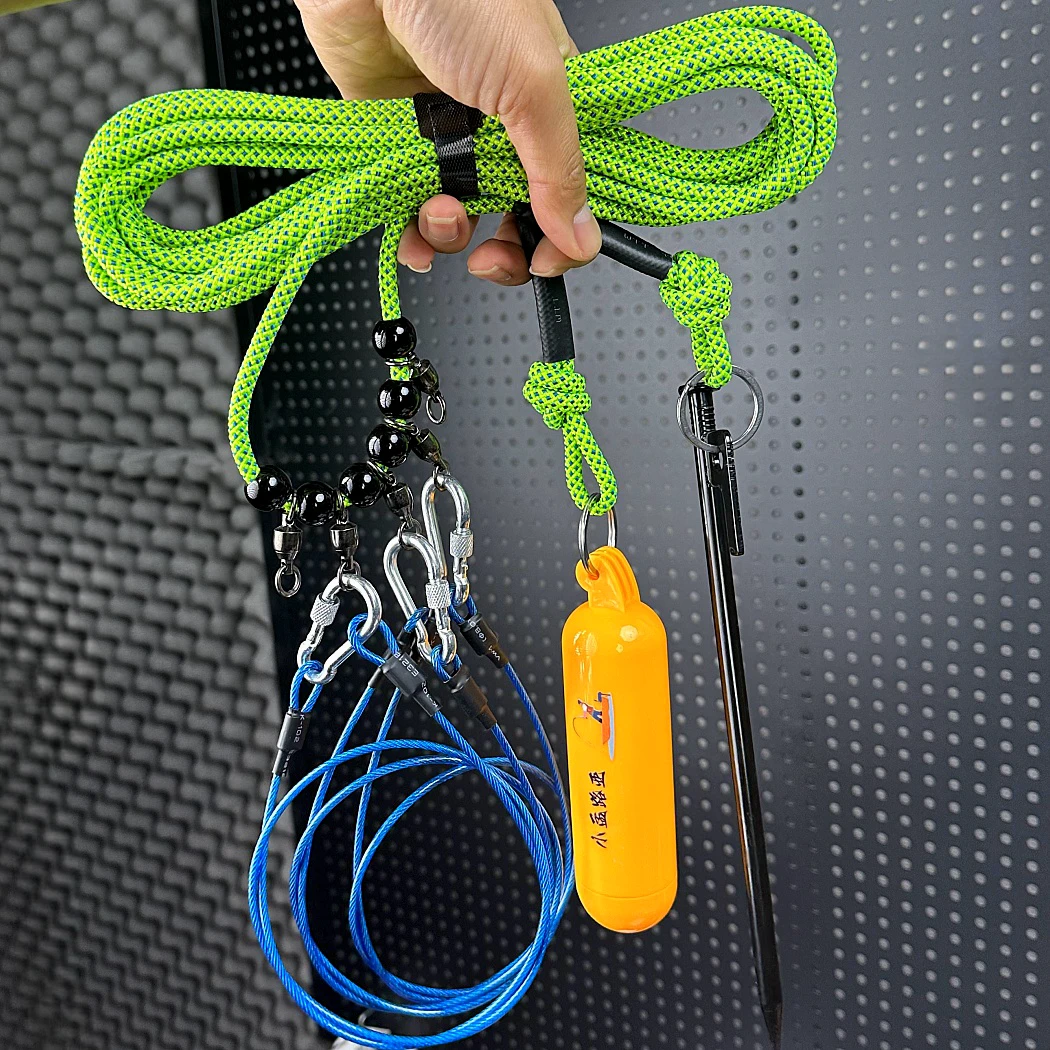 新升级湖库大物版不锈钢包芯巨物路亚活鱼扣栓鱼绳鲢鳙青鱼锁鱼器