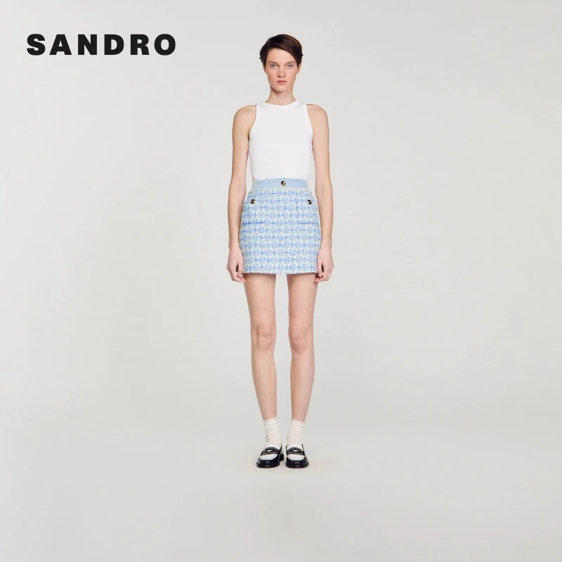 博主同款|SANDRO秋季莫奈花园风优雅A字半身裙SFPJU01048