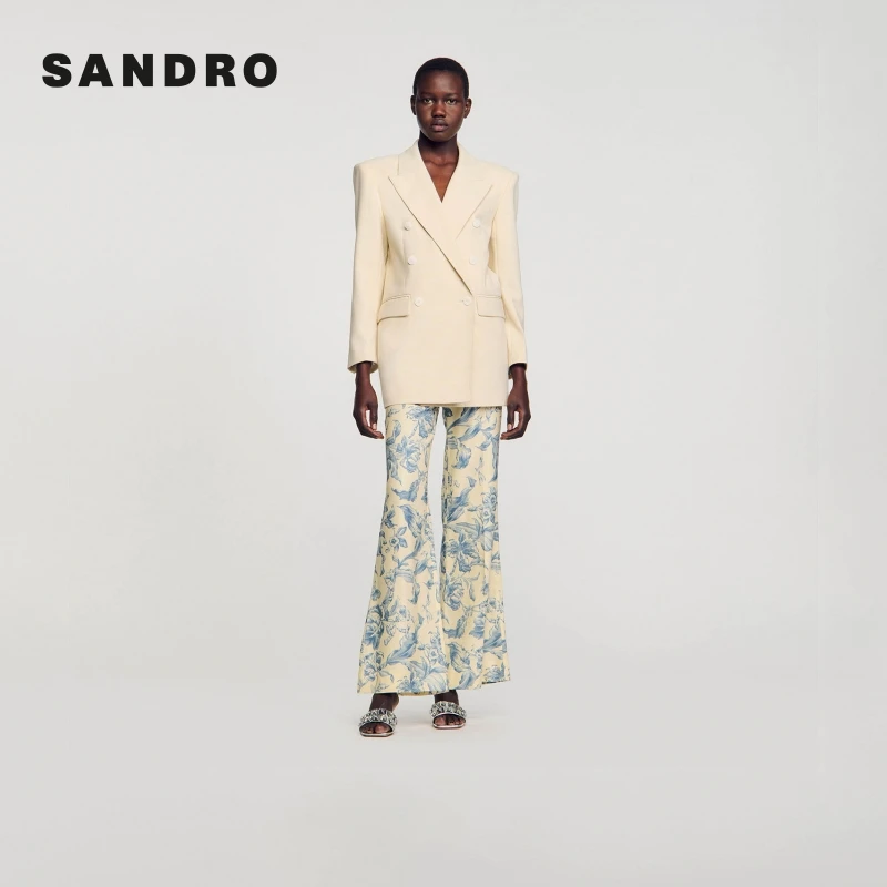 SANDRO女装高知风穿搭法式时尚通勤戗驳领西装外套上衣SFPVE00959