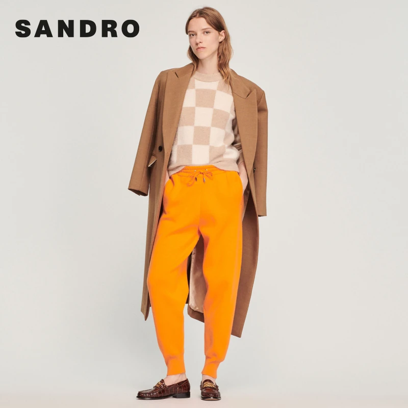 【过季款下架】SANDRO女装时尚高级感长袖格纹针织毛衣SFPPU01699