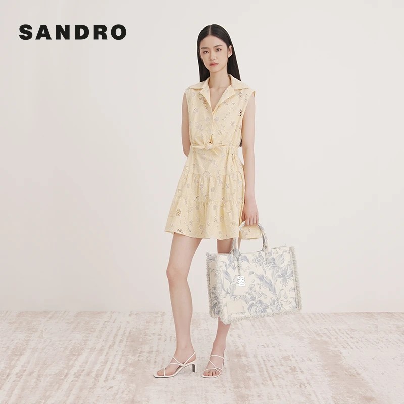商场同款|SANDRO秋冬新款高级感气质镂空无袖连衣裙SFPRO03753