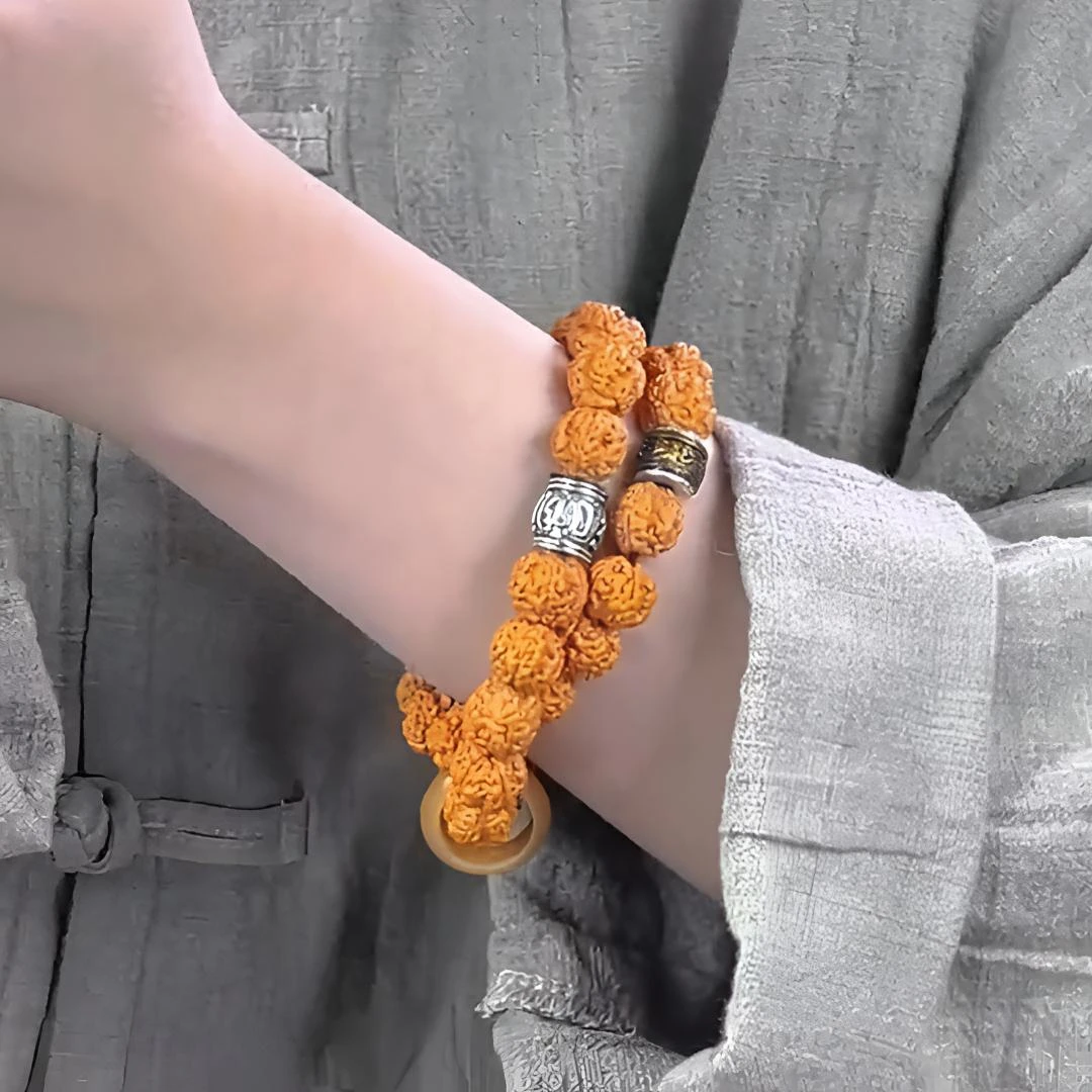 【瑞气满盈】双圈爆肉金刚菩提手串尼泊尔五瓣精品手串（送刷子手套