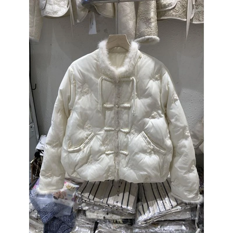 冬季新品毛盘扣国风新中式羽绒服加厚保暖气质名媛短款外套小个子