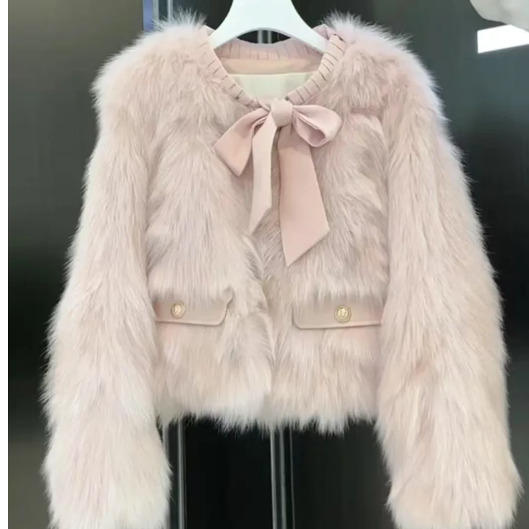 冬季毛茸茸小香风风衣气质网红轻奢百搭设计师短款毛毛外套33060