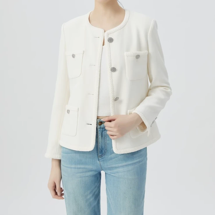 GIRDEAR哥弟新款舒适百搭气质轻奢时尚复古小香风圆领外套1400042