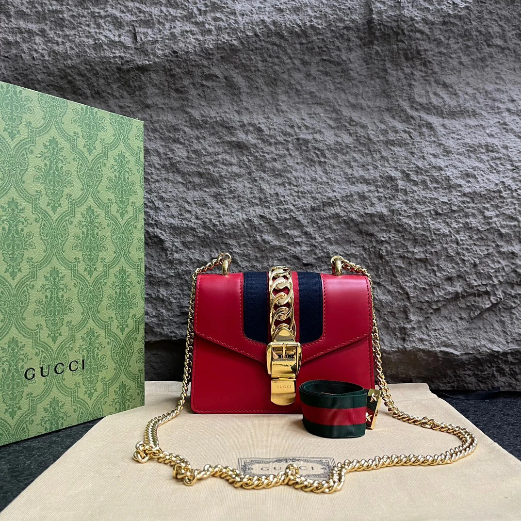 95新 GUCCI/古驰 Gucci sylvie 塞尔维亚女士小号单肩包