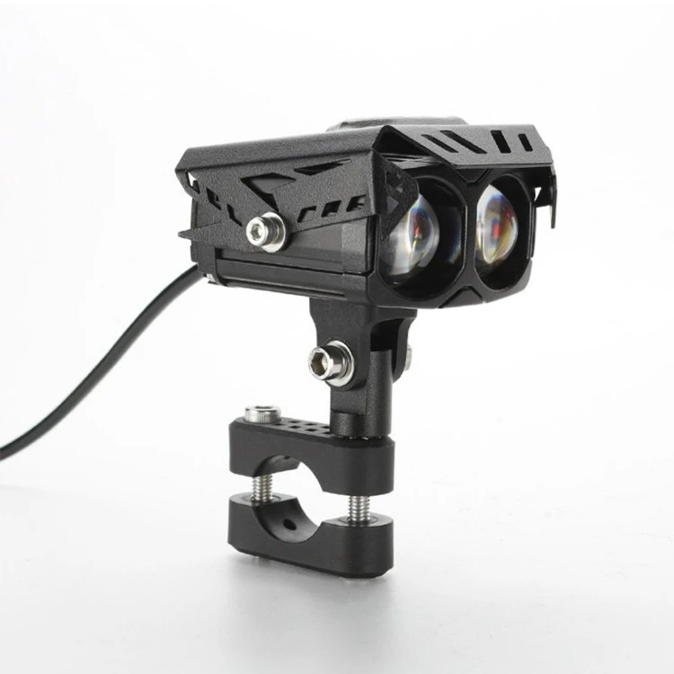 远近光一体超亮双色双透镜自带爆闪射灯 12V-80V通用