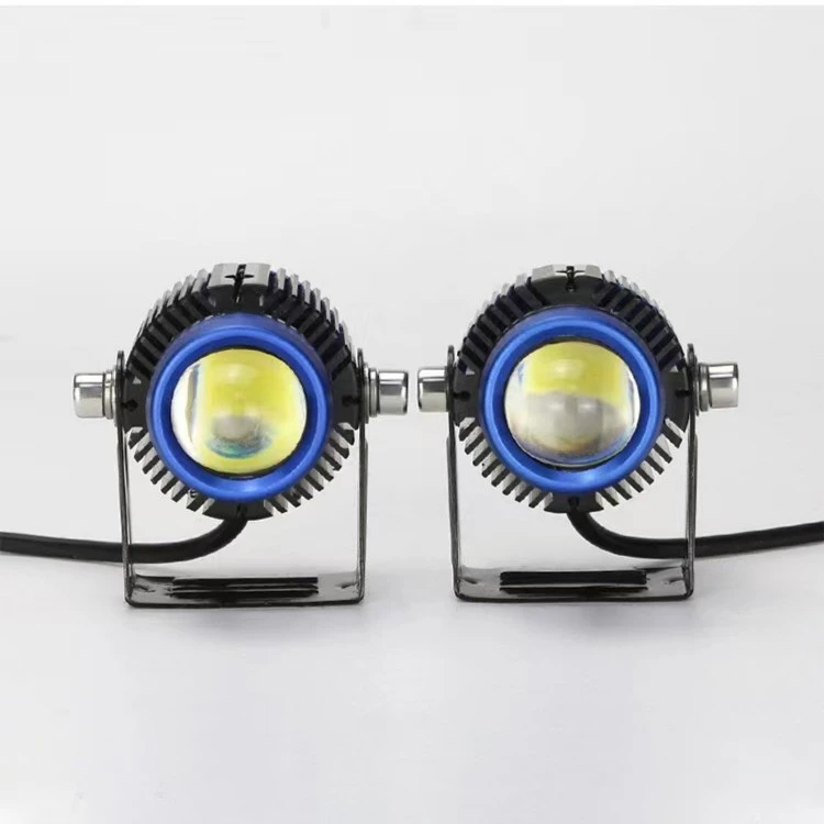 车灯led强光超亮远近光 黄白双色透镜小钢炮一对12V-80V通用车灯