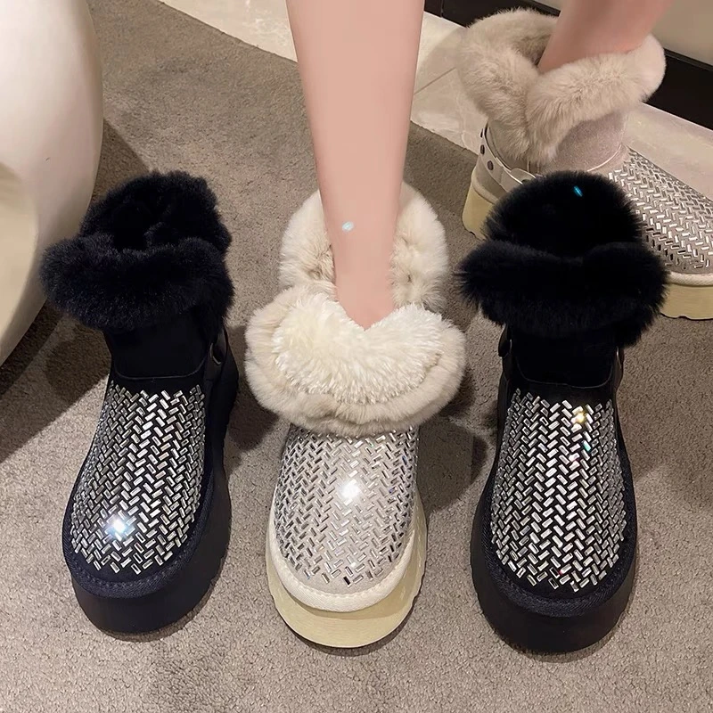 【妮子】7070时尚厚底加绒雪地靴女休闲冬季防滑 保暖雪地靴大棉