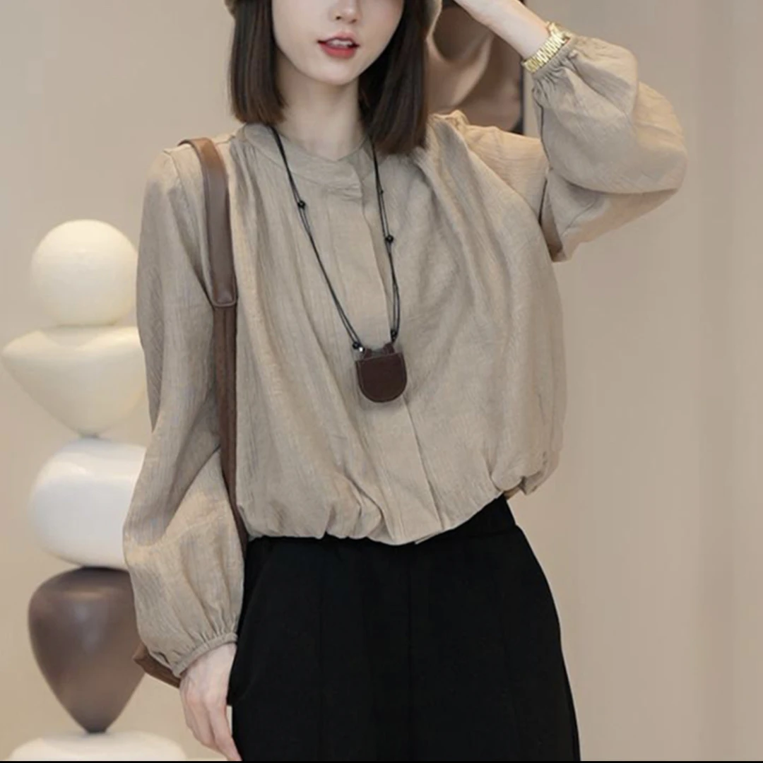 早春减龄遮肉出游外穿长袖休闲千金清冷感贵系衣服洋气衬衫上衣女