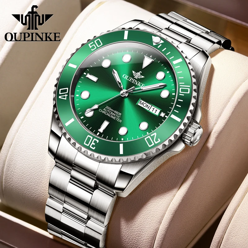 【进口机芯】瑞士认证欧品客手表男士机械表全自动200米防水腕表