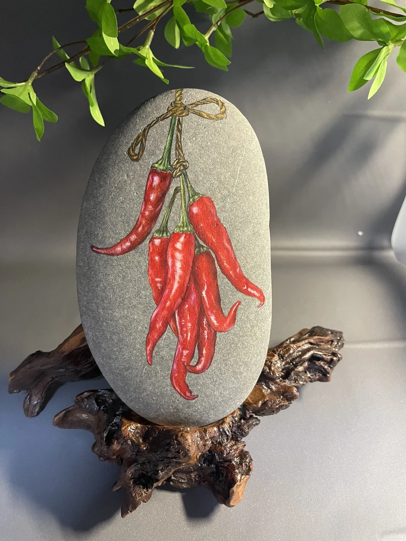 石头摆件红红火火