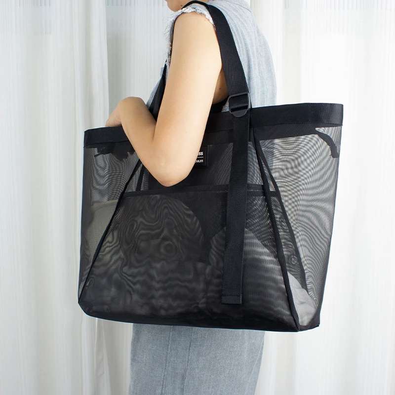 欧力益【大号】大容量网纱托特包多功能简约出行单肩包便携时尚百搭