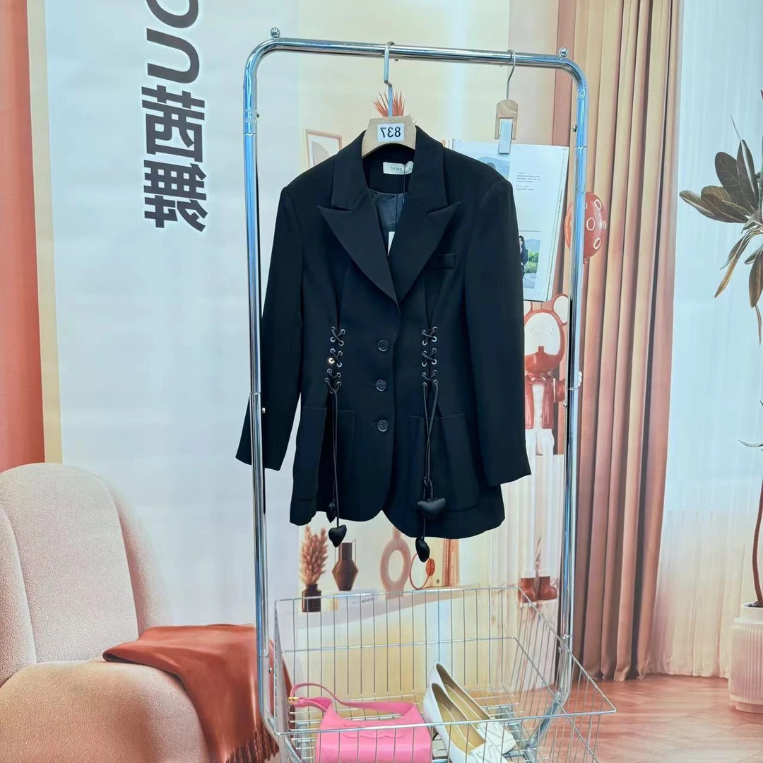 茜舞西装女2025时尚绑带百搭气质外套【32A285】