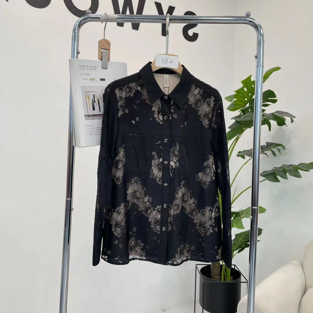 茜舞蕾丝衫女2025时尚百搭纯色【52C335】