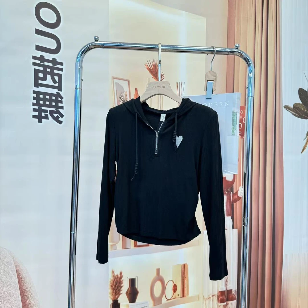 茜舞连帽T恤女棉2025时尚休闲百搭显瘦上衣【13B609】