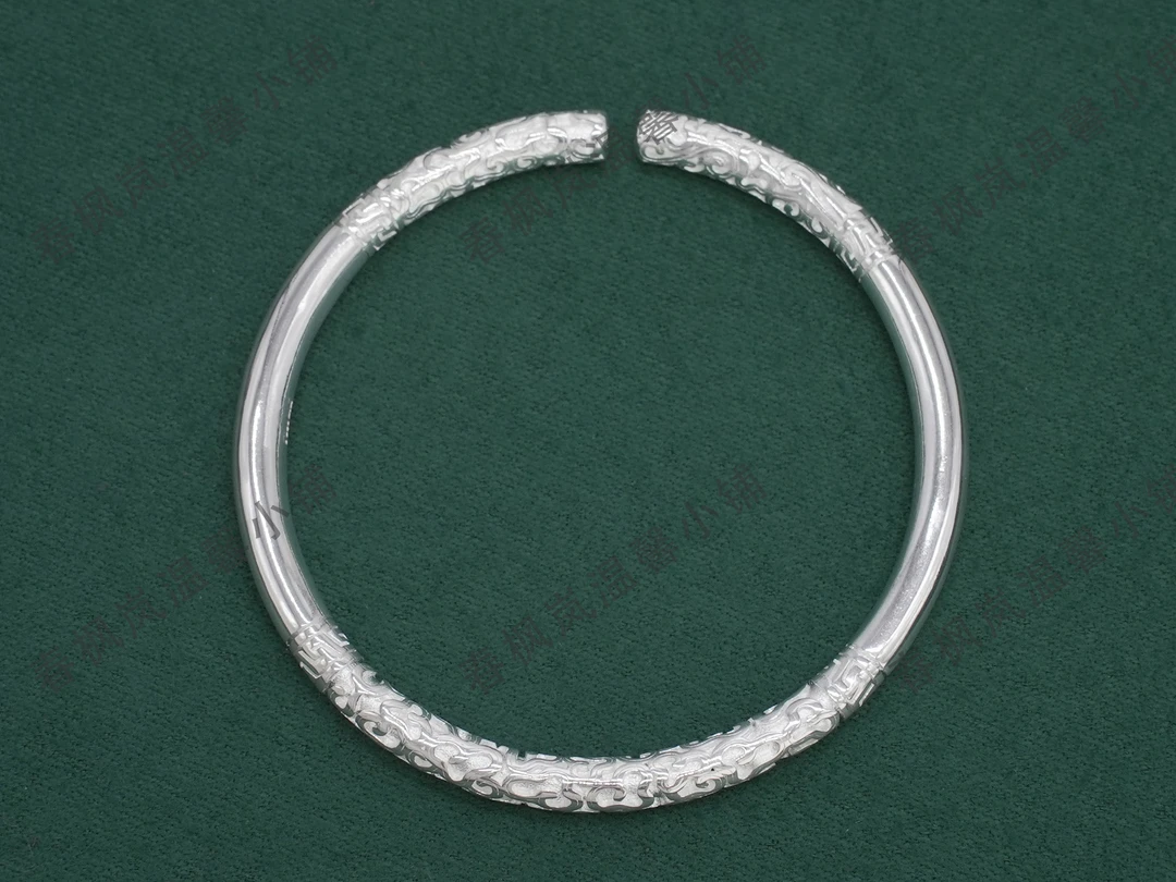 足银手镯 846 足银999.9 开口如意金箍棒 经典复古时尚情侣手镯