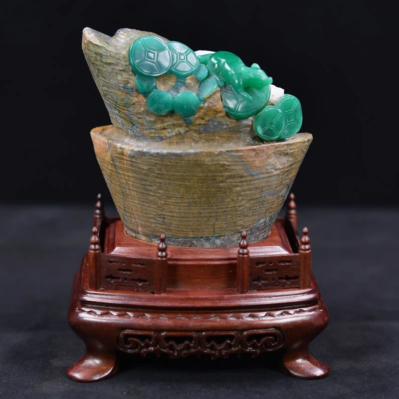 四川雅安绿阳绿帝王绿精工圆雕摆件客厅摆件金石收藏送礼数钱