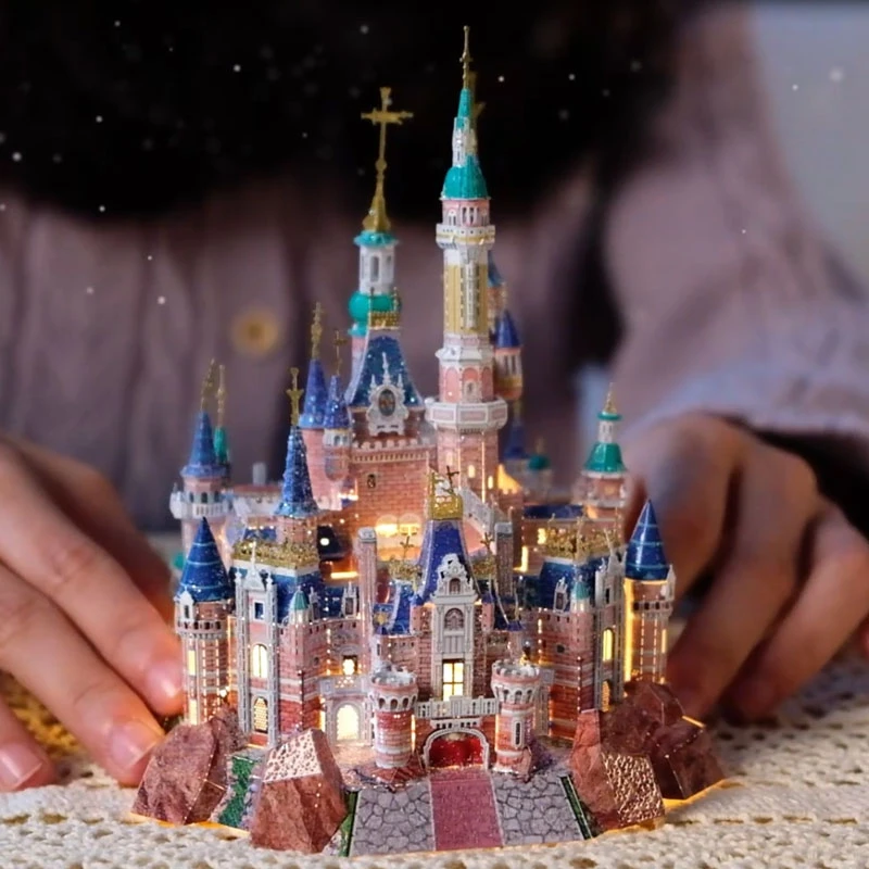 钢达公主梦幻城堡3d立体金属拼图高难度圣诞村新天鹅堡拼装模型