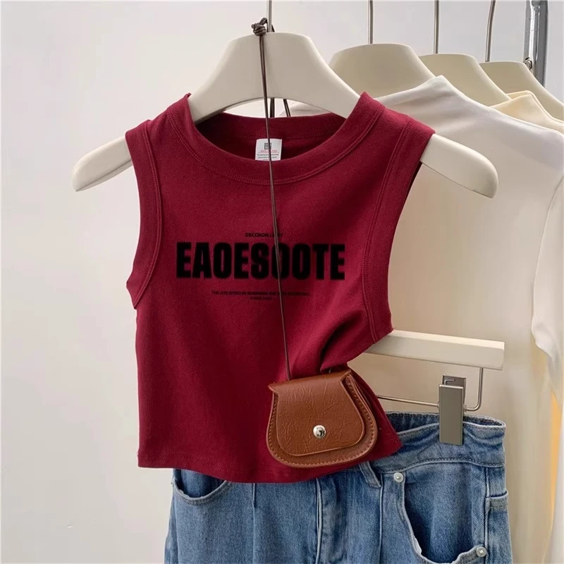 红色针织吊带背心女2025新款夏季外穿多巴胺辣妹修身无袖短款上衣
