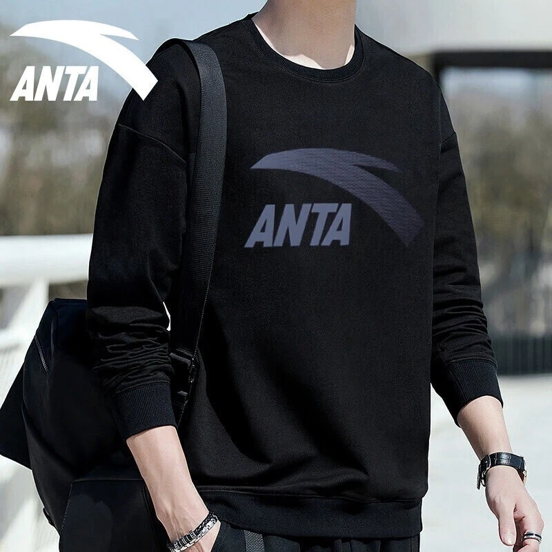 安踏男士休闲卫衣秋季品牌舒适百搭潮流无帽卫衣热身训练衣基础