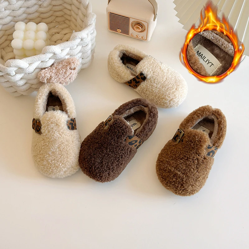 女童保暖棉鞋2024冬季新款儿童豆豆鞋加绒小公主雪地靴毛毛鞋899D