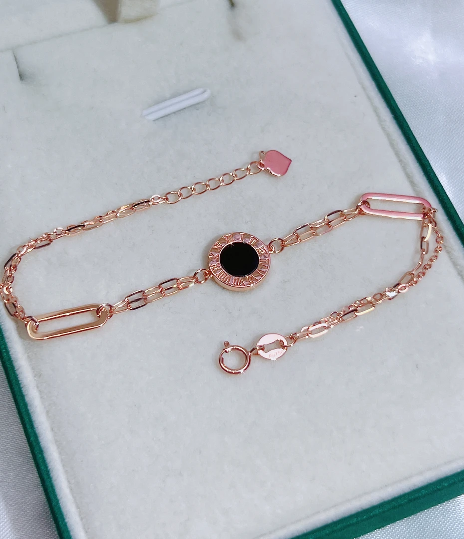 18K金经典百搭双面可戴黑白饼手链