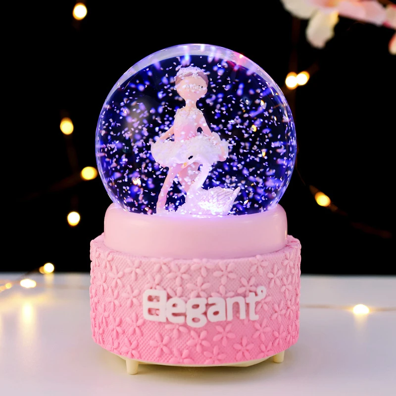 水晶球旋转音乐盒八音盒跳舞芭蕾公主儿童毕业生日礼物女生女孩