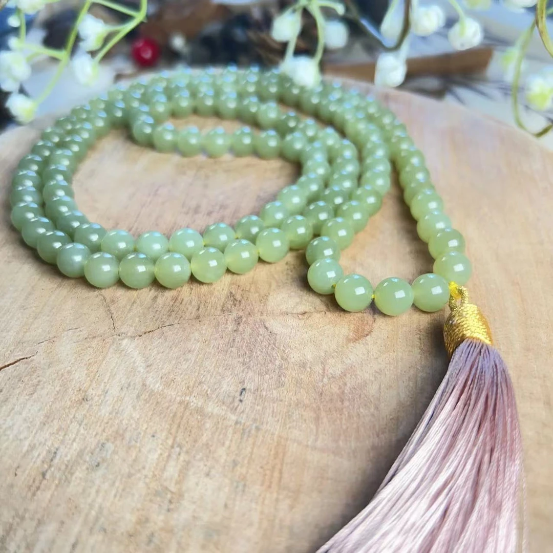 和田玉青黄口项链108珠项链简约大气多样性拍一发一-0430498128