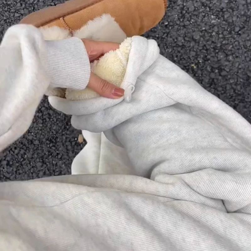 孕妇裤羊羔绒运动裤秋冬季休闲不勒肚子加厚棉裤直筒阔腿加绒卫裤