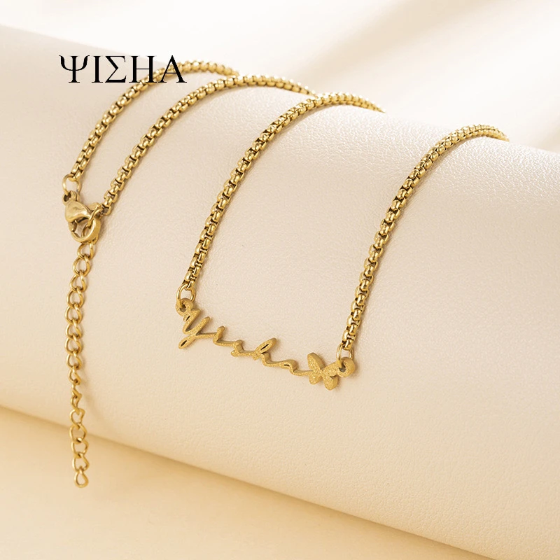 钛钢项链 欧美个性化DIY不锈钢名字项链钛钢18K刻字英文字母磨砂