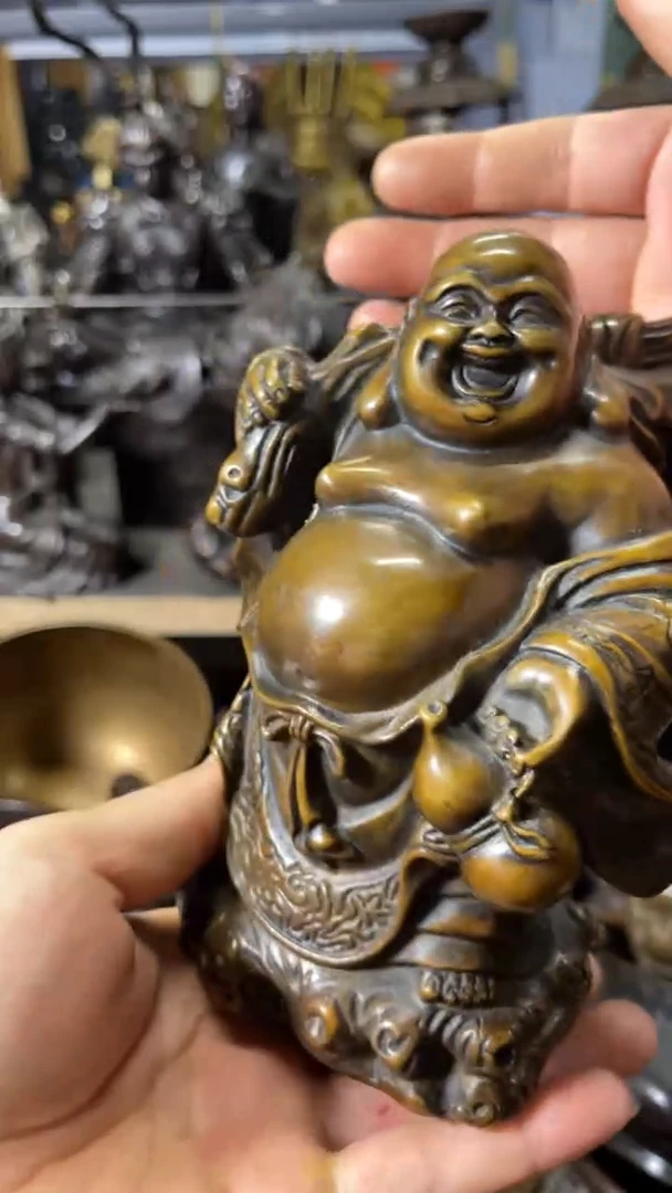 【闪购商品】铜大肚弥勒铜案台摆件 把玩物件