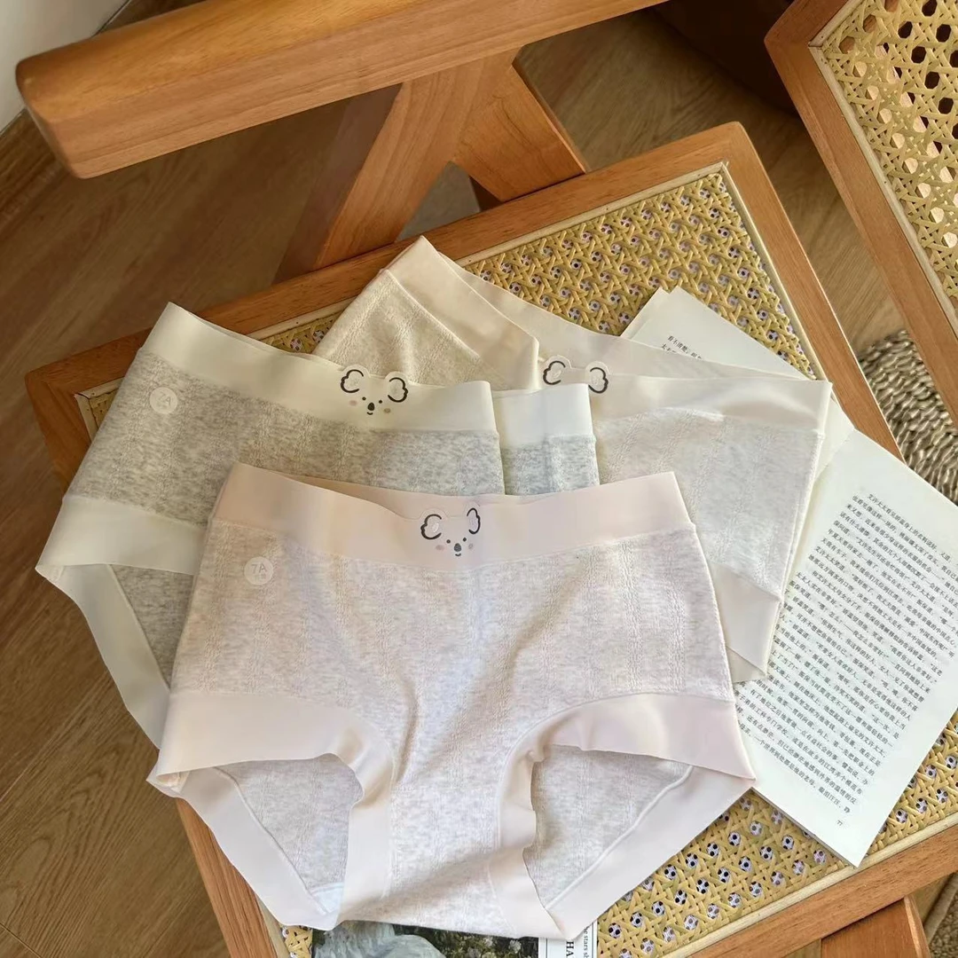 80-140斤3条装考拉女士内裤中腰彩砂婴儿棉柔软亲肤三角底裤8726