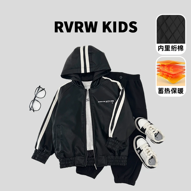 专属童装2024年冬季新款小孩百搭儿童连帽时尚皮衣外套 DY-BK648