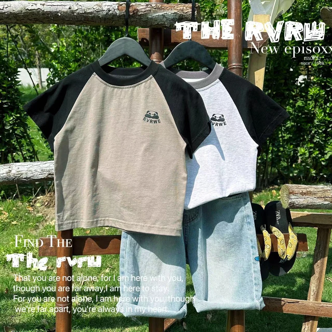 童装中大男儿童潮酷熊猫休闲新款百搭夏季短袖上衣T恤 XY-JT188