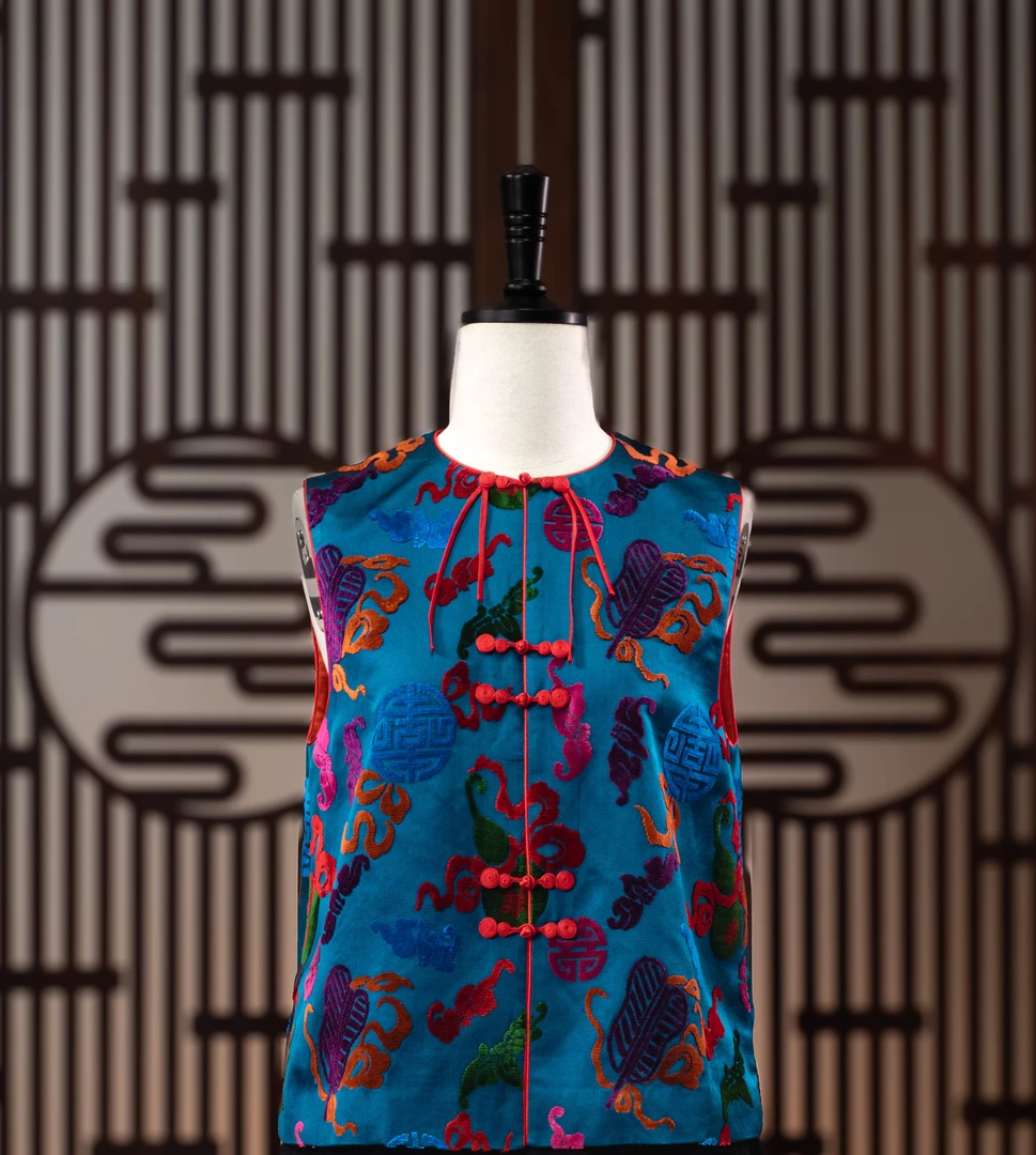 七彩葫芦漳缎马甲 手工精工马甲