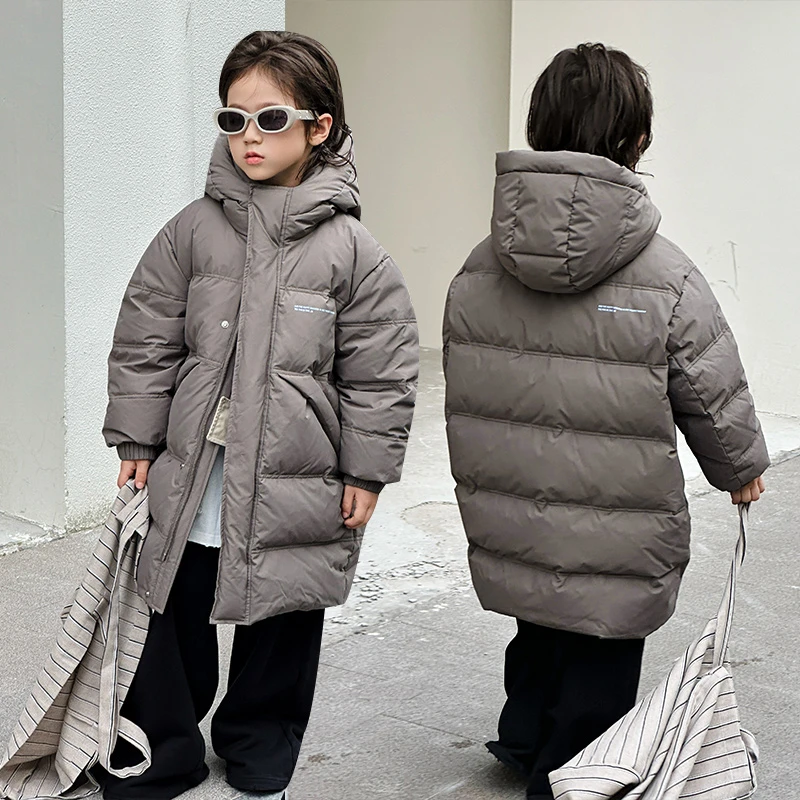 呦奇正品2024新款冬季童装儿童长款羽绒服加厚白鸭绒外套U226036
