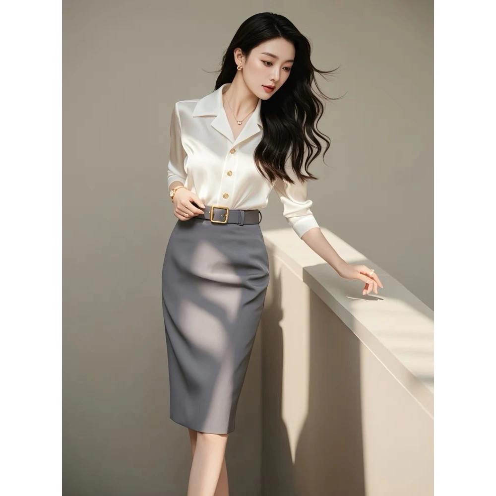 秋季新款女装轻奢高级感时尚时髦洋气小香风衬衫半身裙职业套装