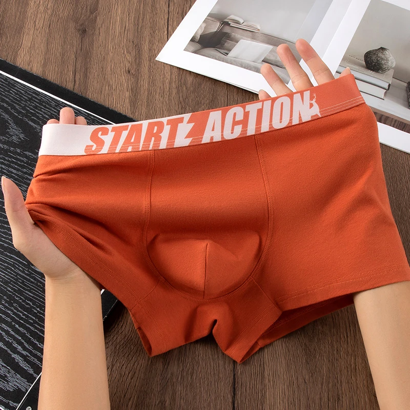 新款男士内裤男棉质四角裤简约纯色平角裤高档裤衩透气男生裤头男