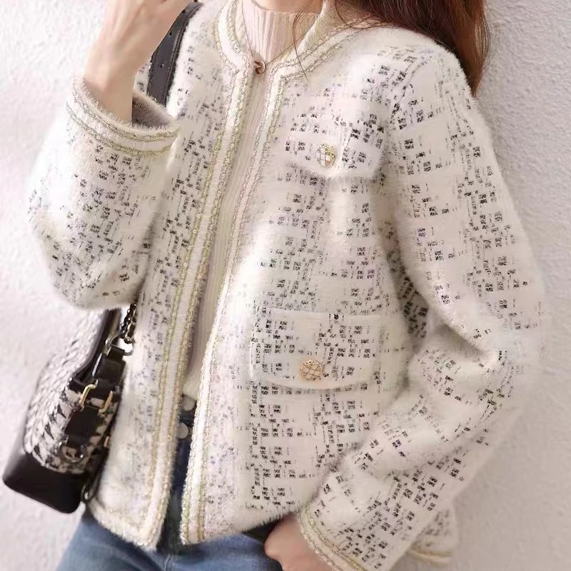 006.【港版小香风开衫】白高级感气质针织女春秋款