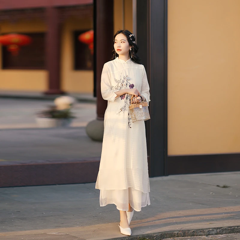 【小秋穿搭】民族风中国刺绣改良显瘦中国风旗袍L131